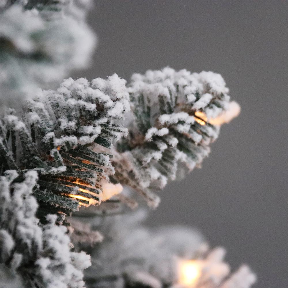 Abble Prelit Lighted Flocked White/Clear Spruce Artificial Christmas Tree 84", Green