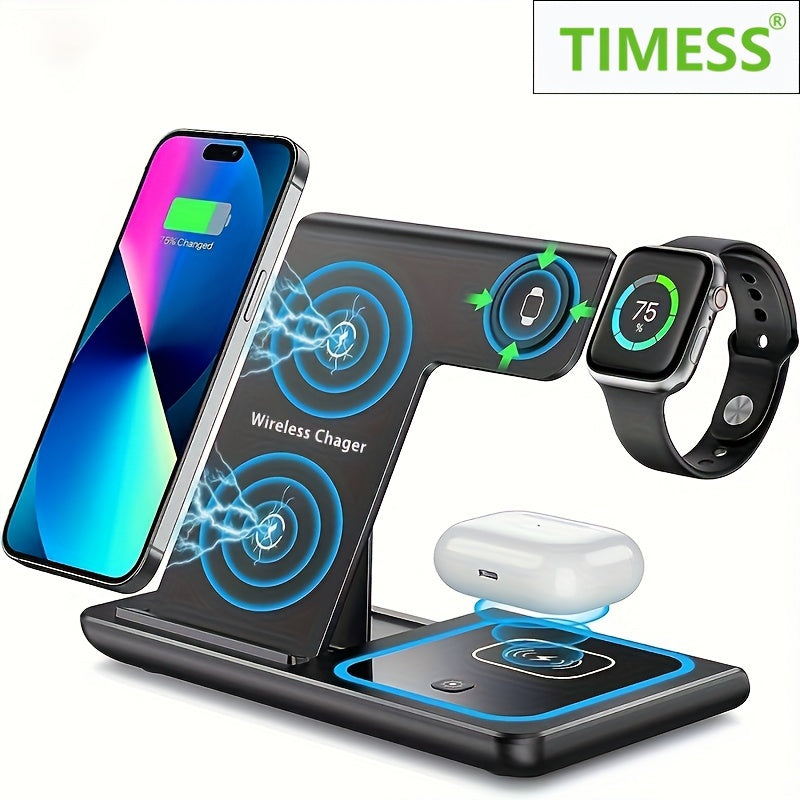 3 In 1 Fast Charging Station, Folding Wireless Charger Stand For  14,13,12,11/Pro/Max/Mini/Plus, X, XR, XS/Max, SE, 8/Plus, For IWatch 1-8, For Airpods 3/2/Pro