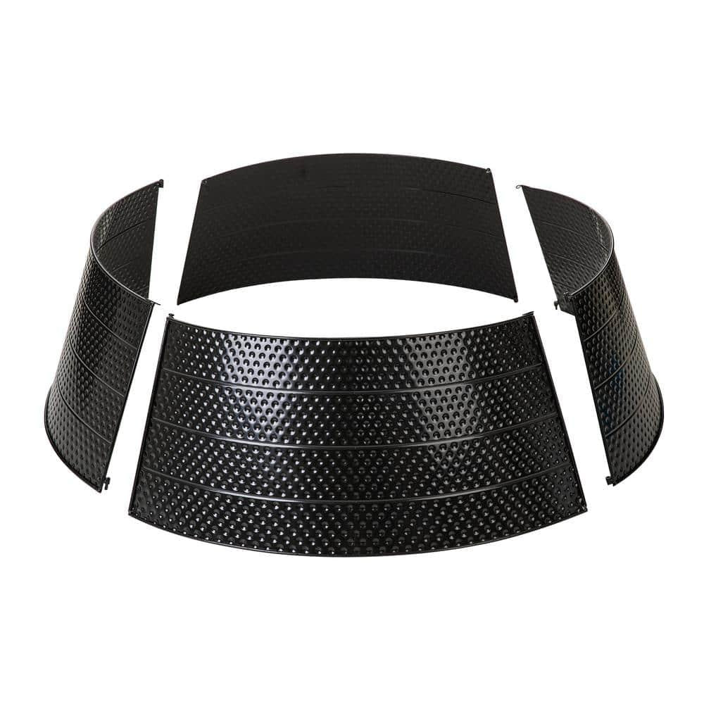 40.5 in. D Christmas Black Hammered Metal Tree Collar (KD)