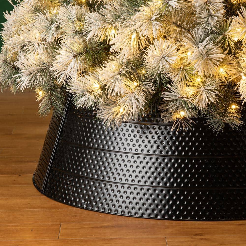 40.5 in. D Christmas Black Hammered Metal Tree Collar (KD)