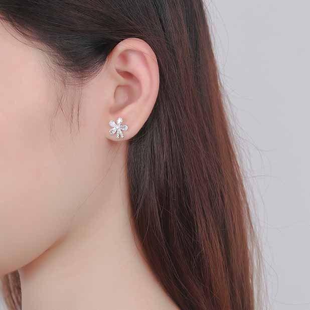 beautiful cz bowknot 925 sterling silver stud earrings