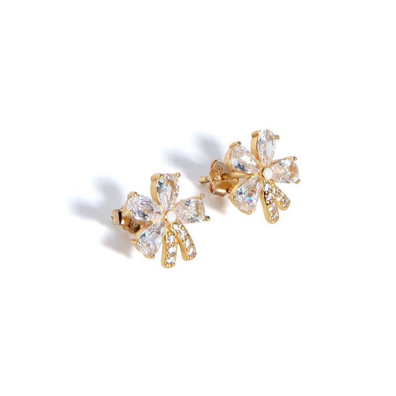 beautiful cz bowknot 925 sterling silver stud earrings