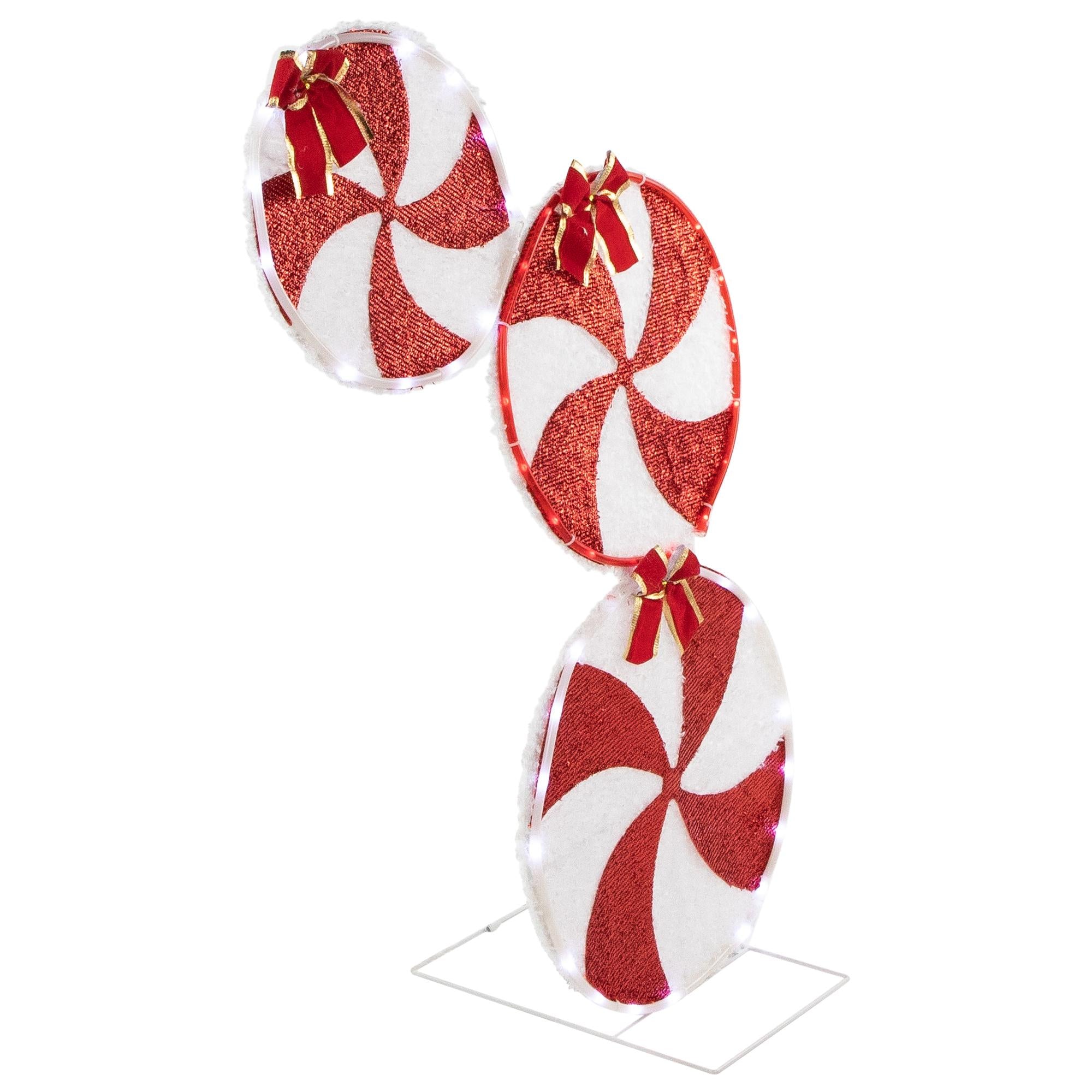 32" LED Lighted Stacked Peppermint Candies Christmas Yard Decoration