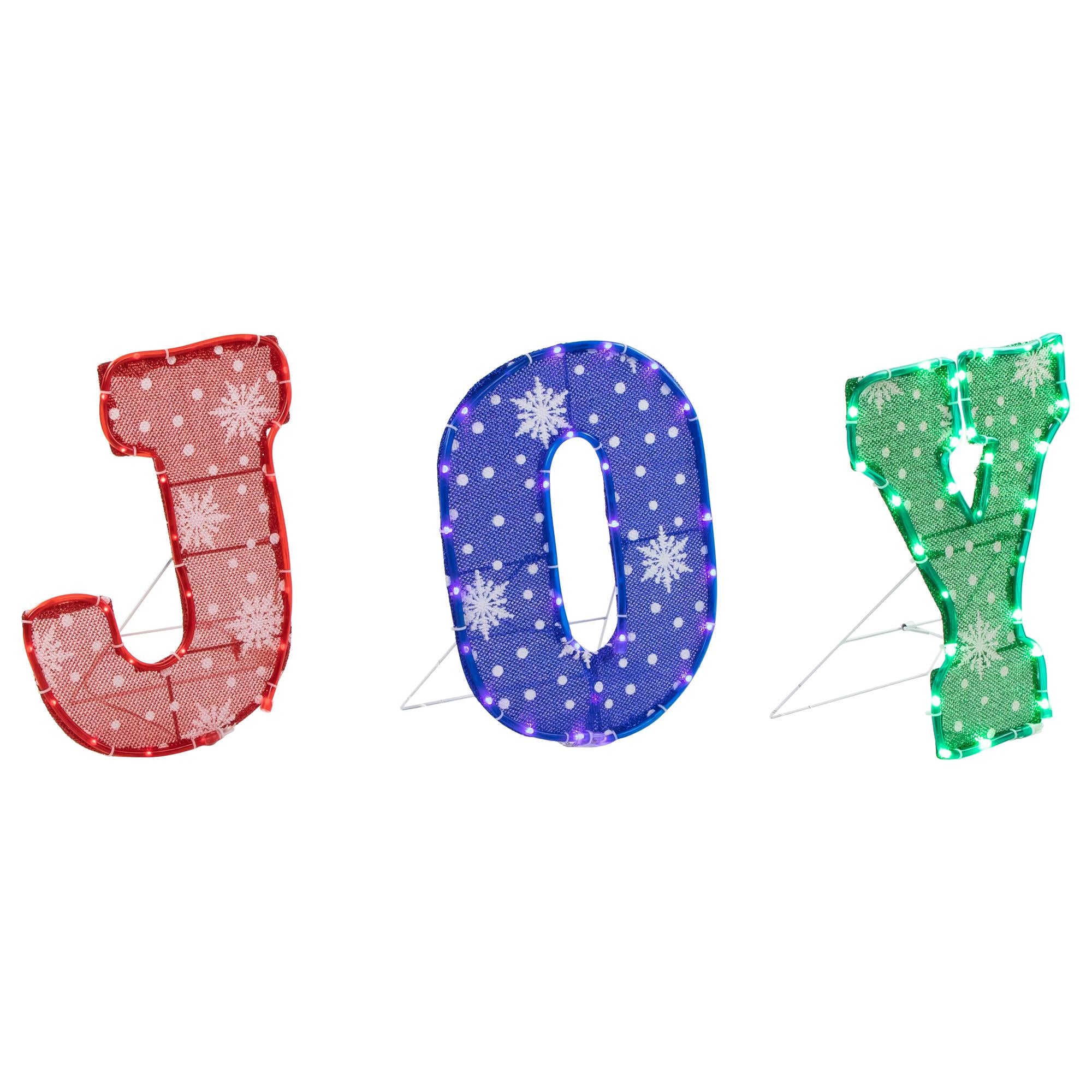 14" LED Lighted Traditional Colored 'Joy' Outdoor Christmas Decoration