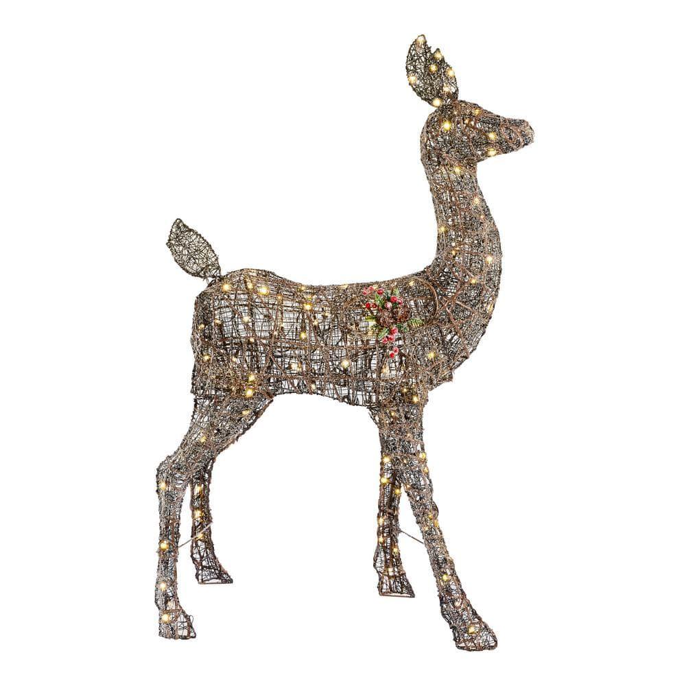 54 in Warm White LED Meadow Frost Brown Doe Holiday Yard Decoration