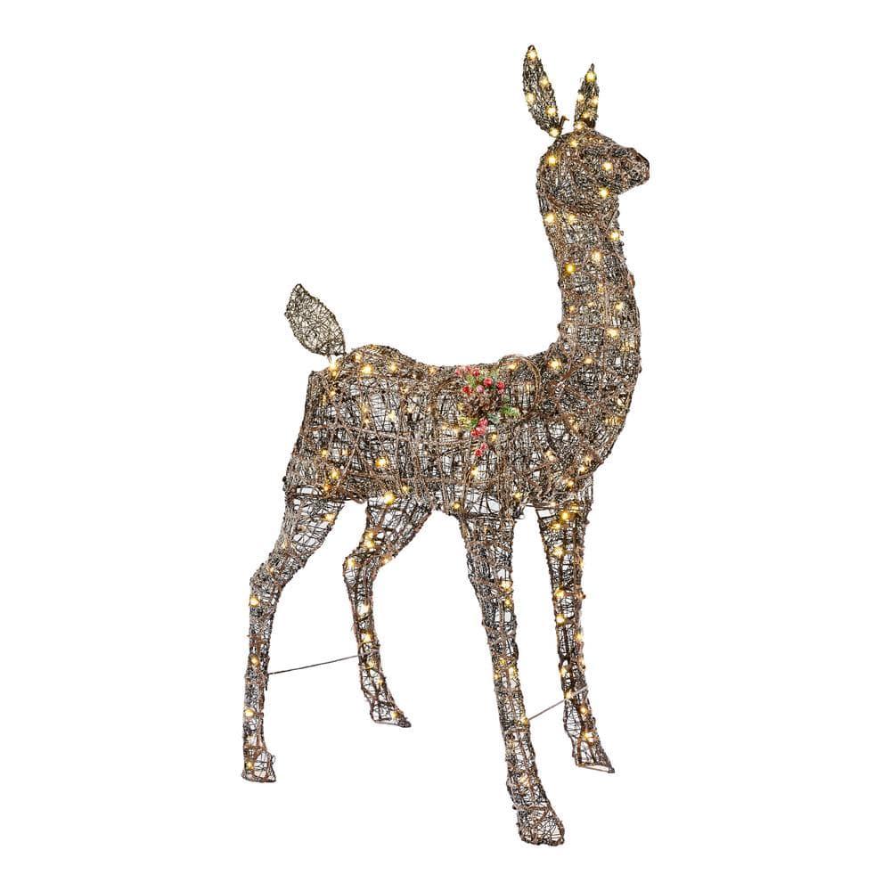 54 in Warm White LED Meadow Frost Brown Doe Holiday Yard Decoration