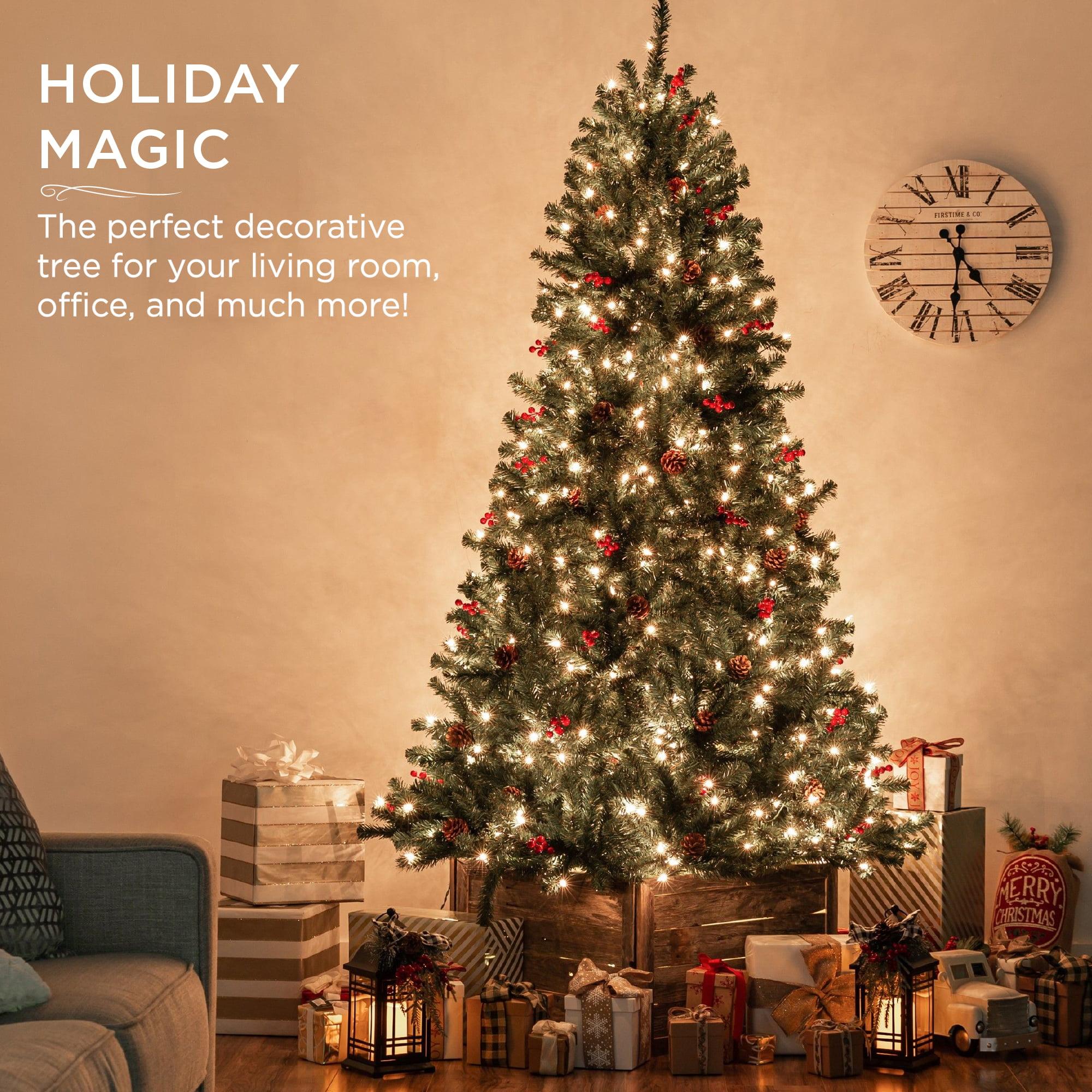 6ft Pre-Lit Pre-Decorated Holiday Spruce Christmas Tree w/ 798 Tips, 250 Lights, Metal Base