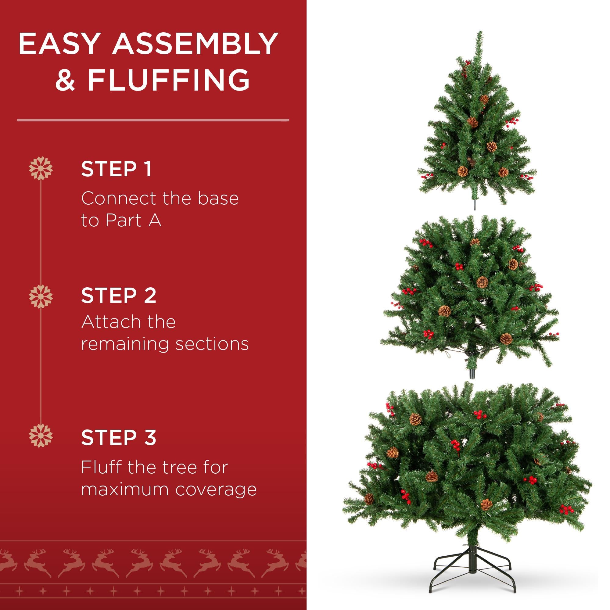 6ft Pre-Lit Pre-Decorated Holiday Spruce Christmas Tree w/ 798 Tips, 250 Lights, Metal Base