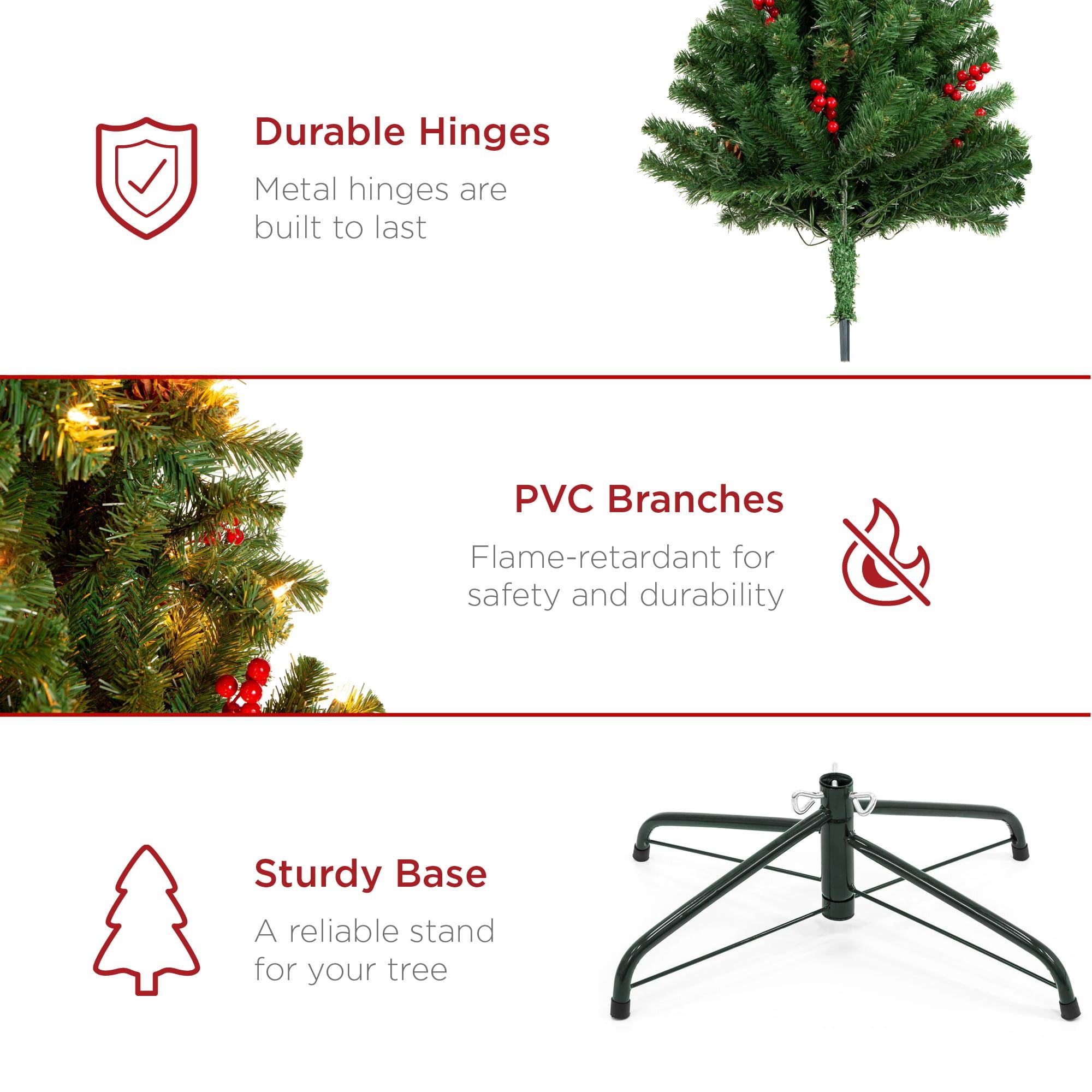 6ft Pre-Lit Pre-Decorated Holiday Spruce Christmas Tree w/ 798 Tips, 250 Lights, Metal Base