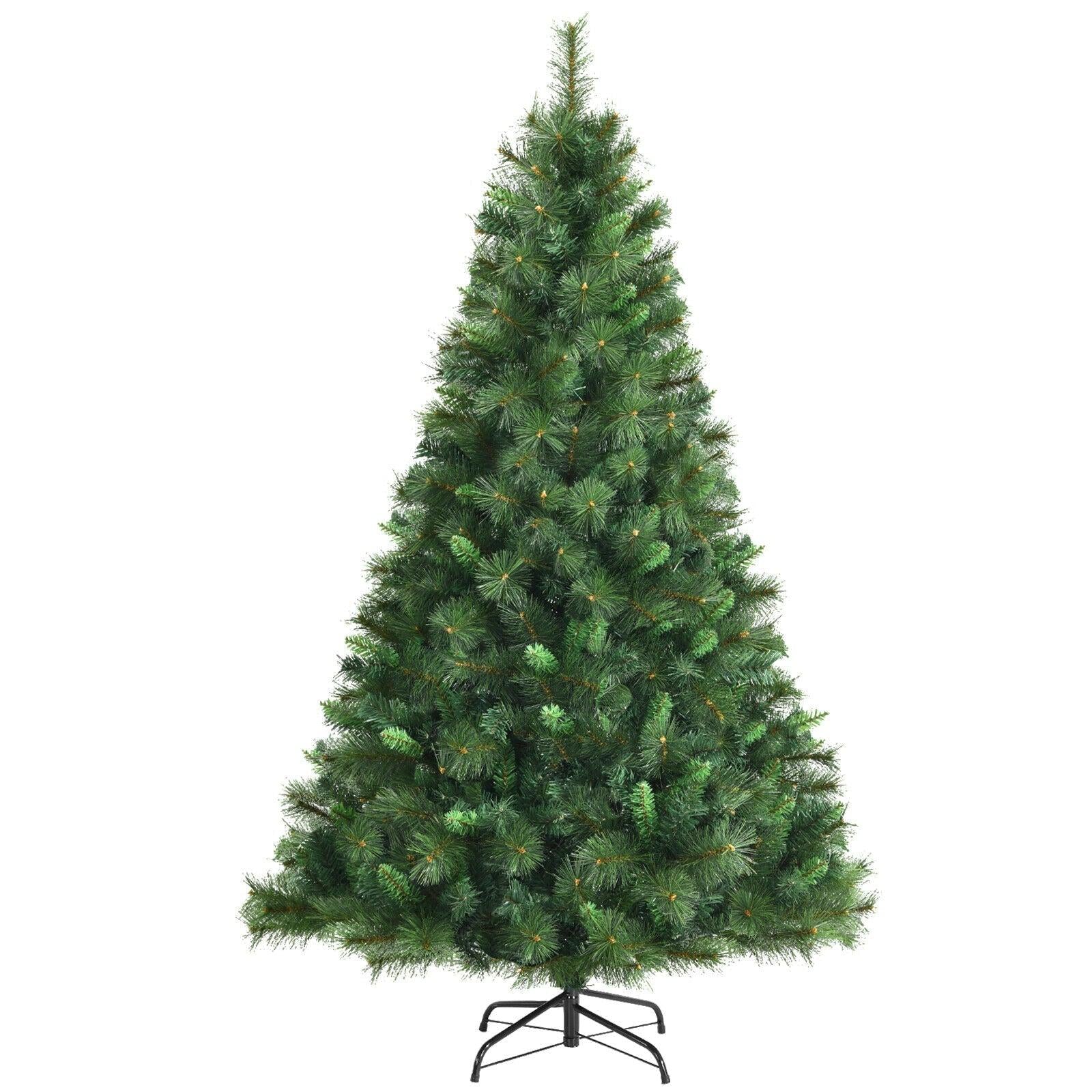 6ft Unlit Hinged PVC Artificial Christmas Tree w/ 649 Tips &amp; Metal Stand