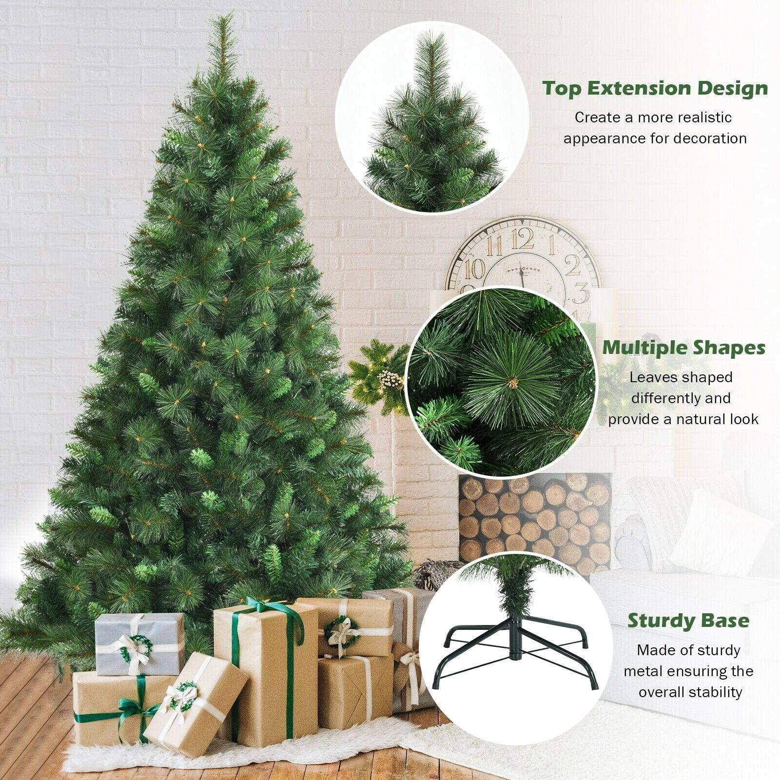 6ft Unlit Hinged PVC Artificial Christmas Tree w/ 649 Tips &amp; Metal Stand
