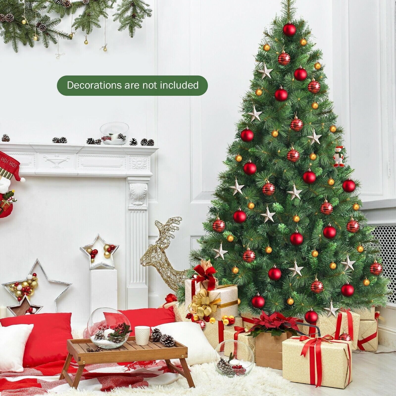 6ft Unlit Hinged PVC Artificial Christmas Tree w/ 649 Tips &amp; Metal Stand