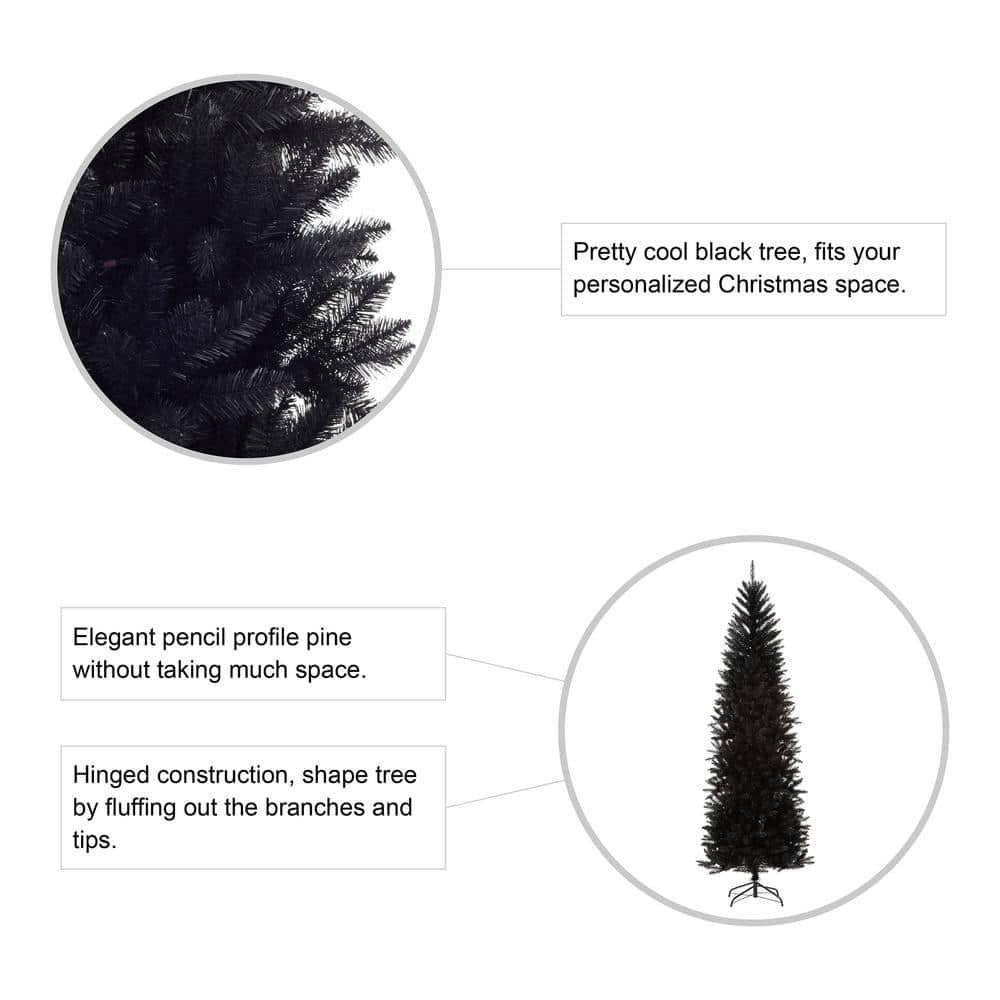 7.5 ft. Black Tinsel Artificial Christmas Tree