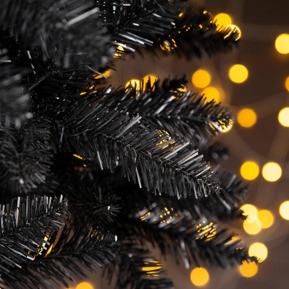7.5 ft. Black Tinsel Artificial Christmas Tree