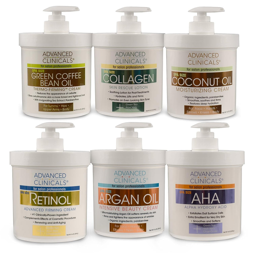 Advanced Clinicals Spa Size Pure Argan Oil Intensive Beauty Cream. Anti-aging Cream for Wrinkles and Dry Skin. (Two - 16oz)