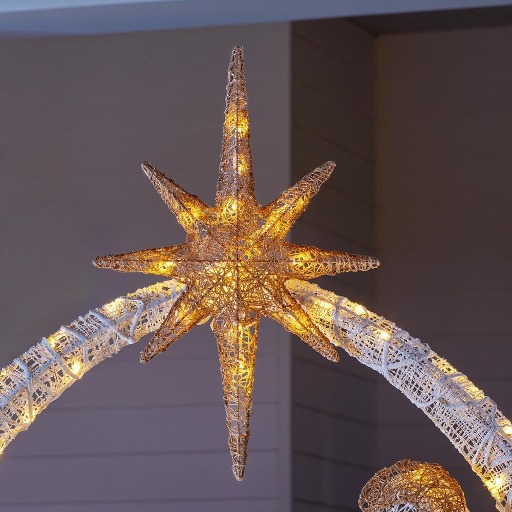 5.5 ft Warm White LED Nativity Set Holiday Yard Decoration