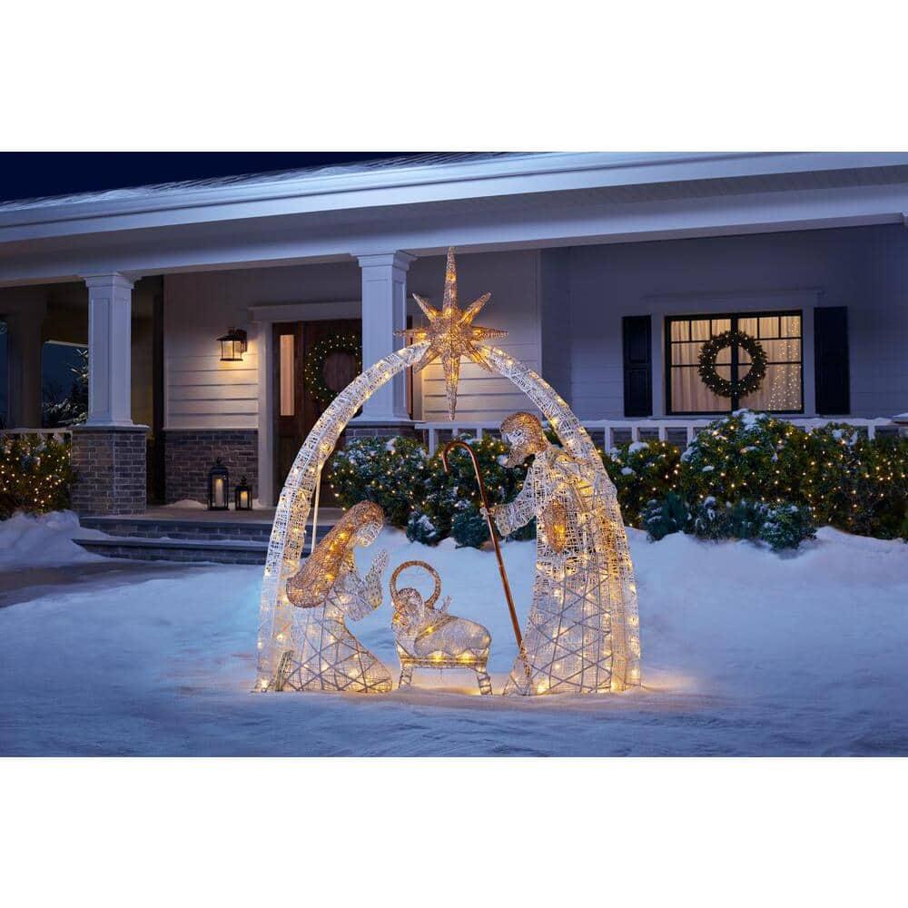 5.5 ft Warm White LED Nativity Set Holiday Yard Decoration