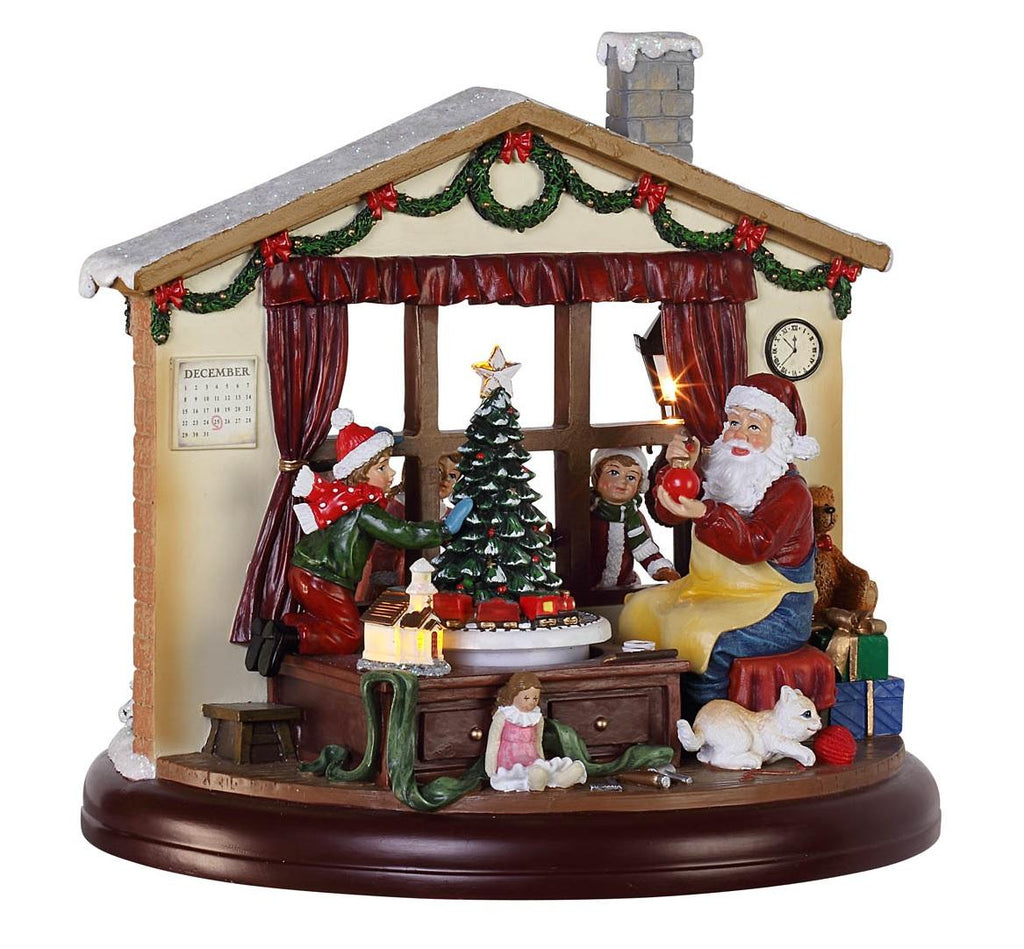 8.5" LED Double Sided Musical Christmas Window Scene with Santa
