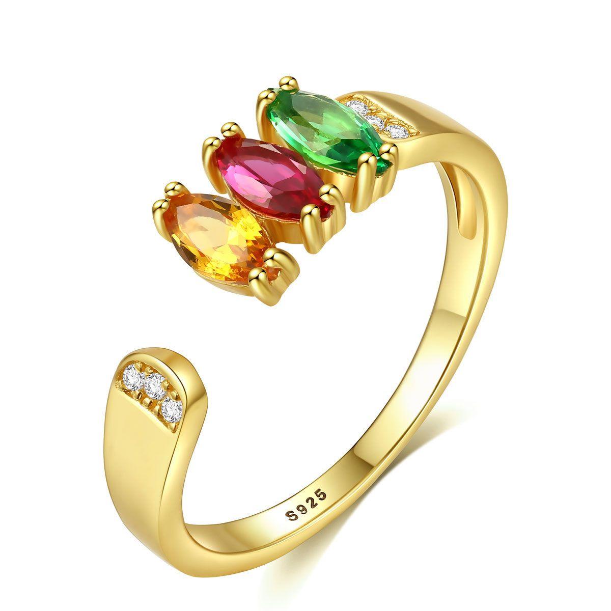 beautiful colorful oval cz 925 sterling silver adjustable ring