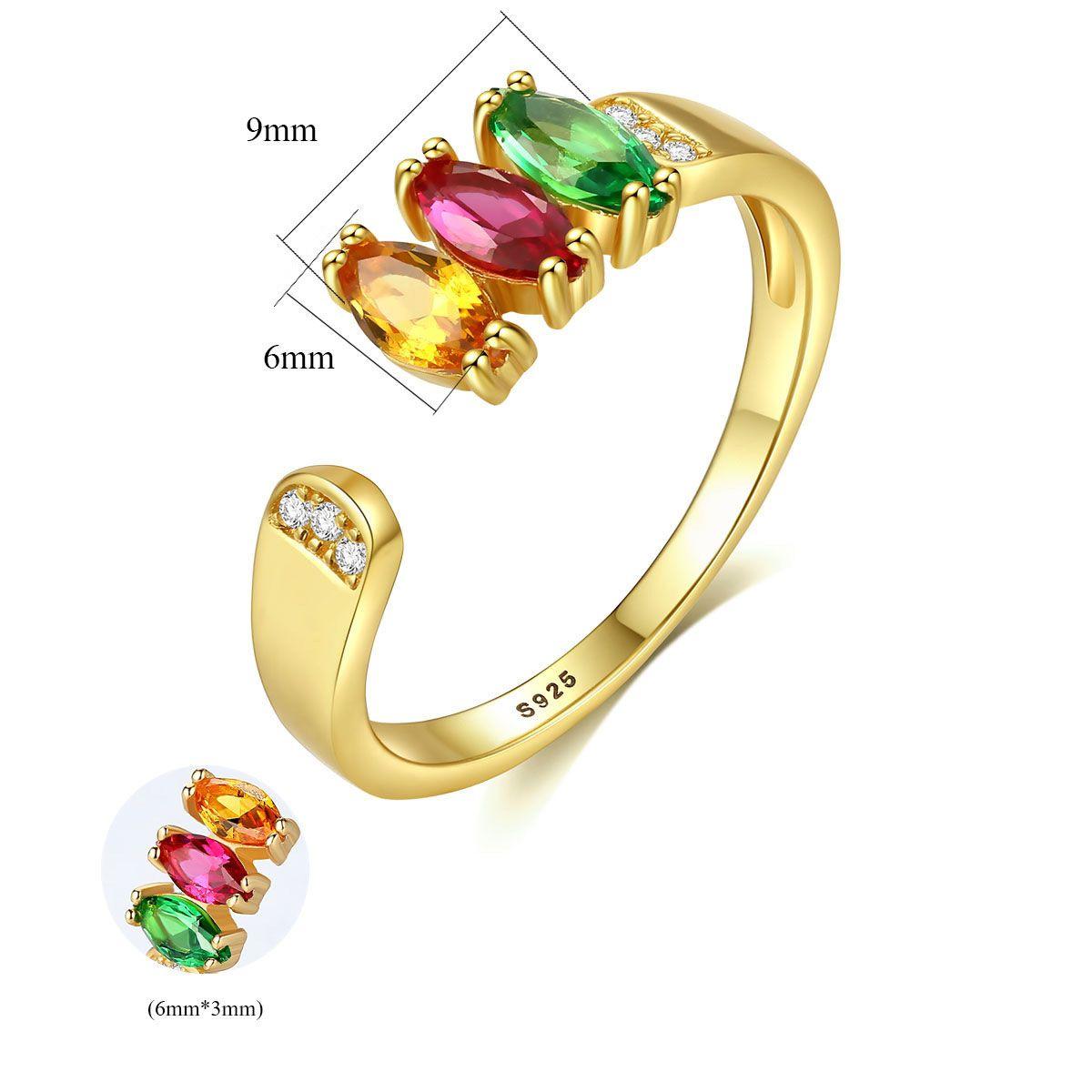 beautiful colorful oval cz 925 sterling silver adjustable ring