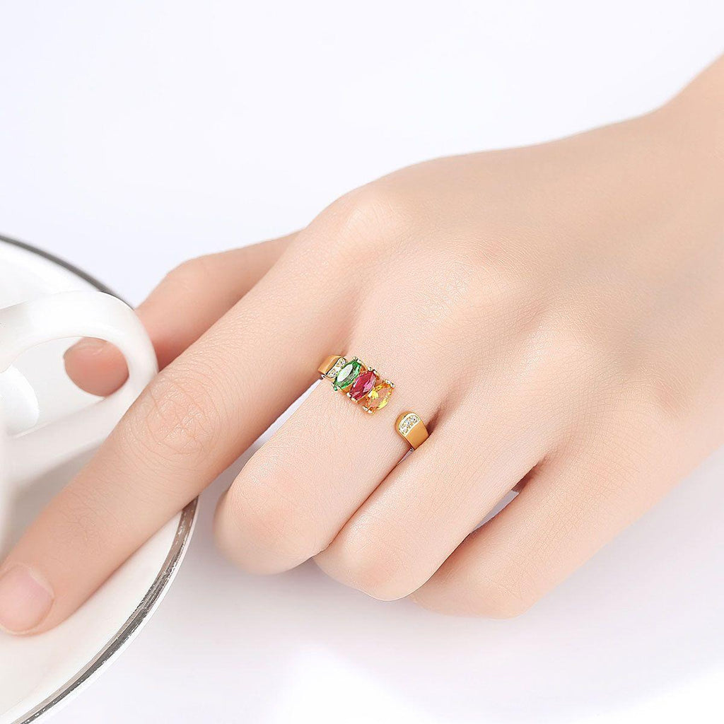 beautiful colorful oval cz 925 sterling silver adjustable ring