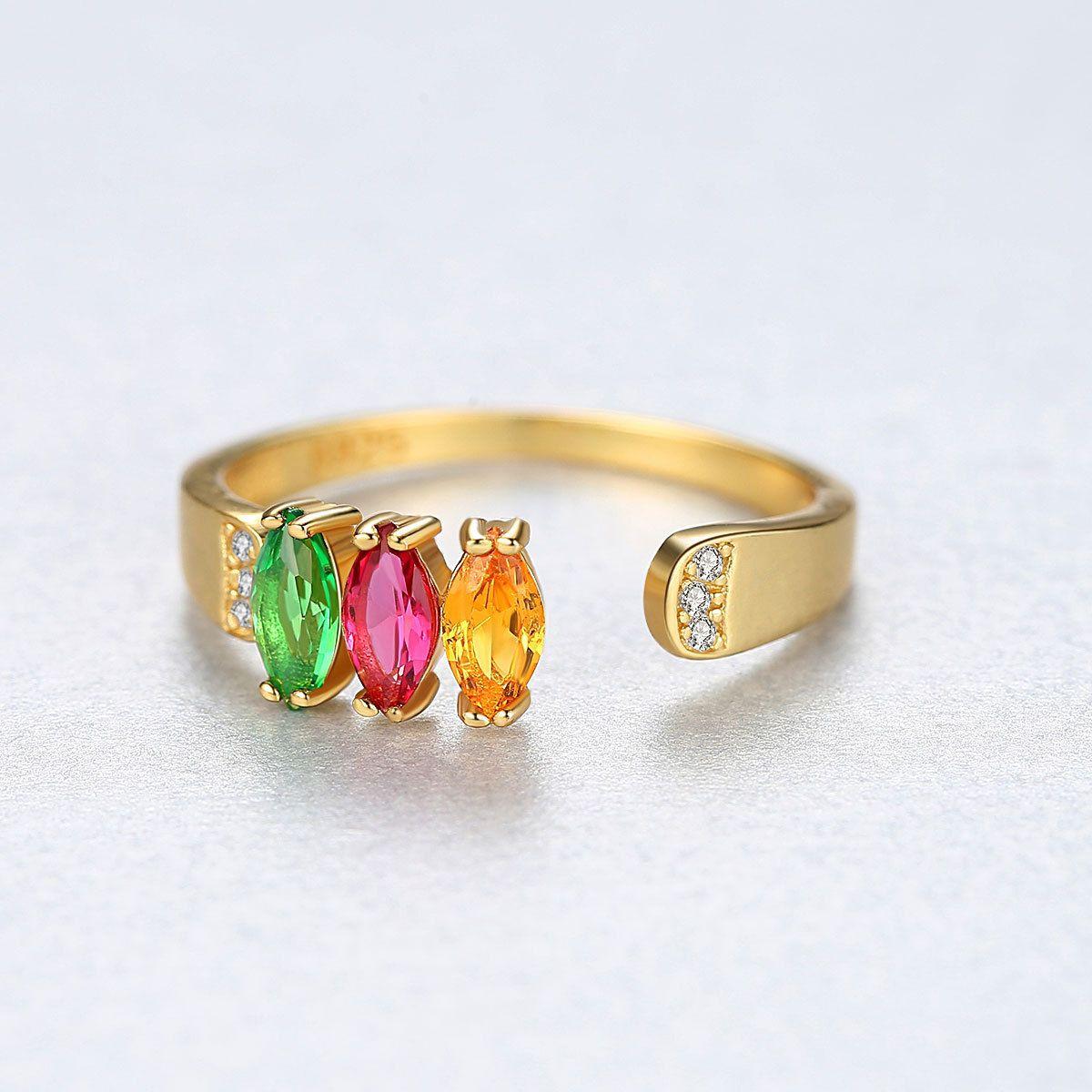 beautiful colorful oval cz 925 sterling silver adjustable ring