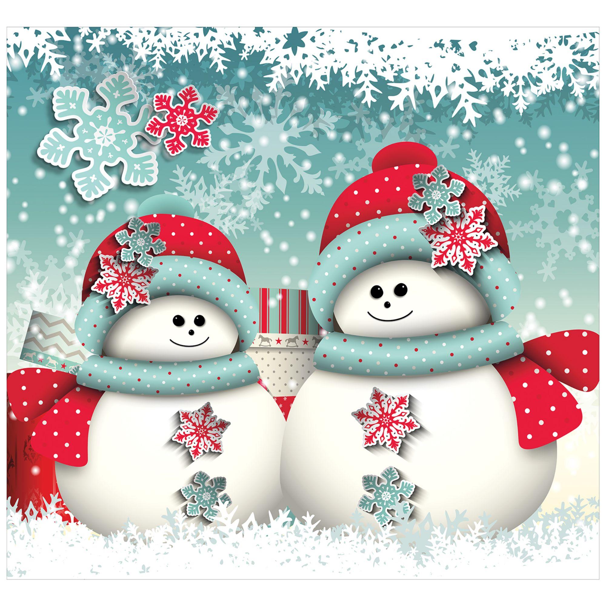 7' x 8' Blue and White Snowman Outdoor Split Car Garage Door Banner