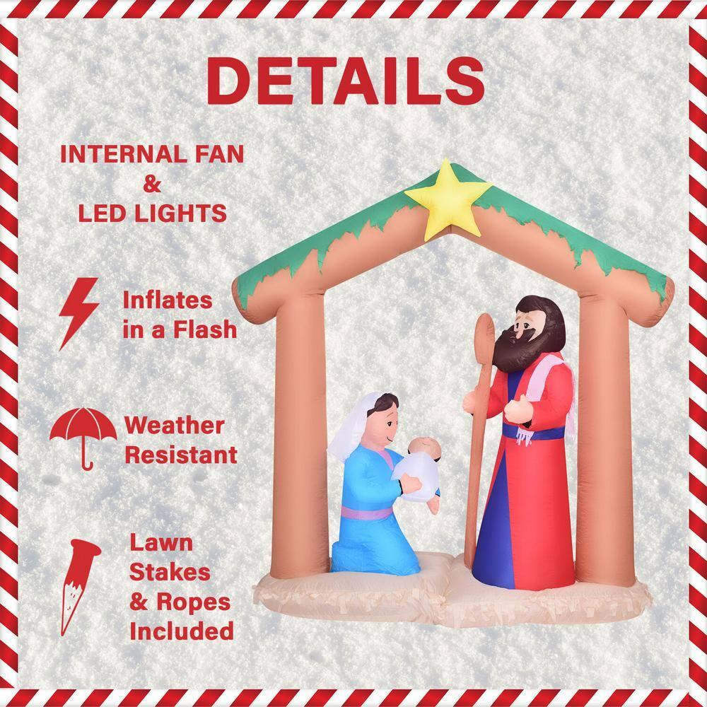 7 ft. x 6 ft. Pre-Lit Nativity with Mary, Joseph and Baby Jesus Christmas Inflatable with StoraBag