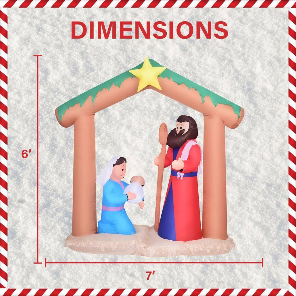 7 ft. x 6 ft. Pre-Lit Nativity with Mary, Joseph and Baby Jesus Christmas Inflatable with StoraBag