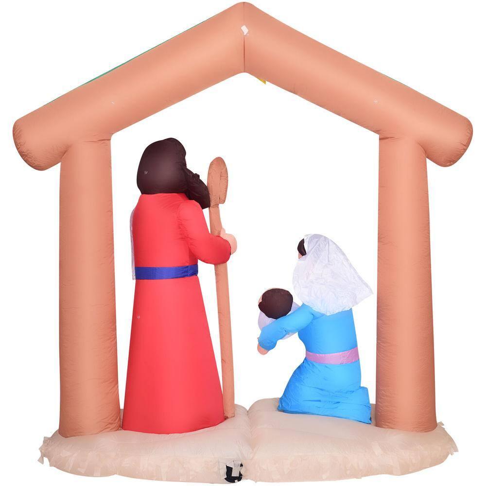 7 ft. x 6 ft. Pre-Lit Nativity with Mary, Joseph and Baby Jesus Christmas Inflatable with StoraBag