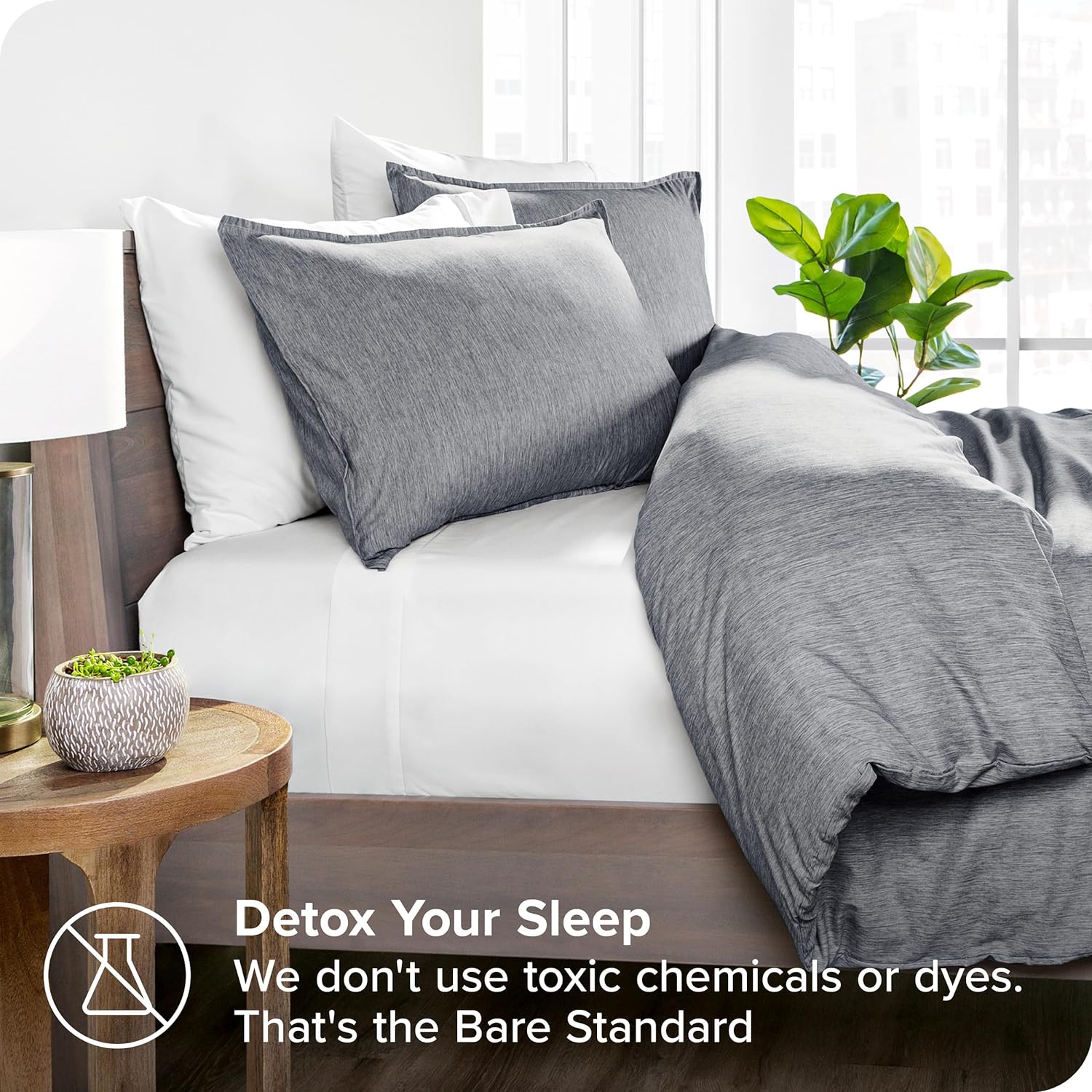 Bare Home Bedding Duvet Cover Queen Size - Premium 1800 Super Soft Duvet Covers Collection - Lightweight, Duvet Cover - Soft Textured Bedding Duvet Cover (Queen, Heathered Charcoal)