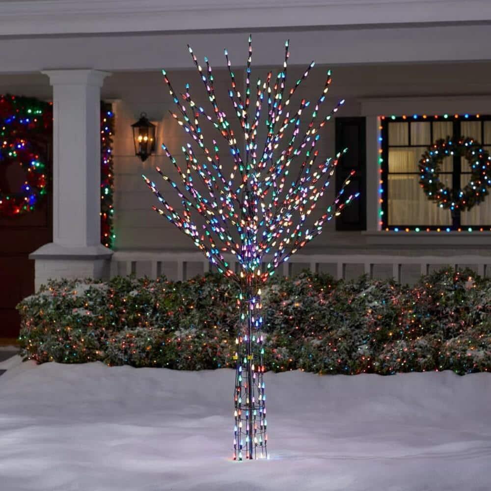 8 ft Bare Branch Multi LED Christmas Tree