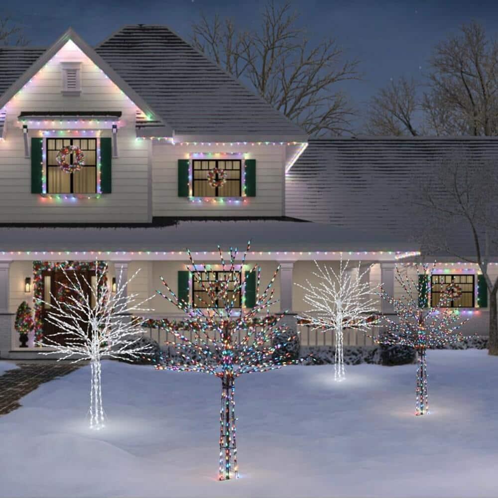 8 ft Bare Branch Multi LED Christmas Tree