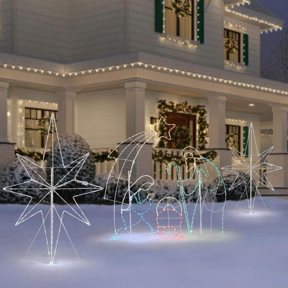 5 ft Multi LED 2D Nativity Scene Holiday Yard Decoration