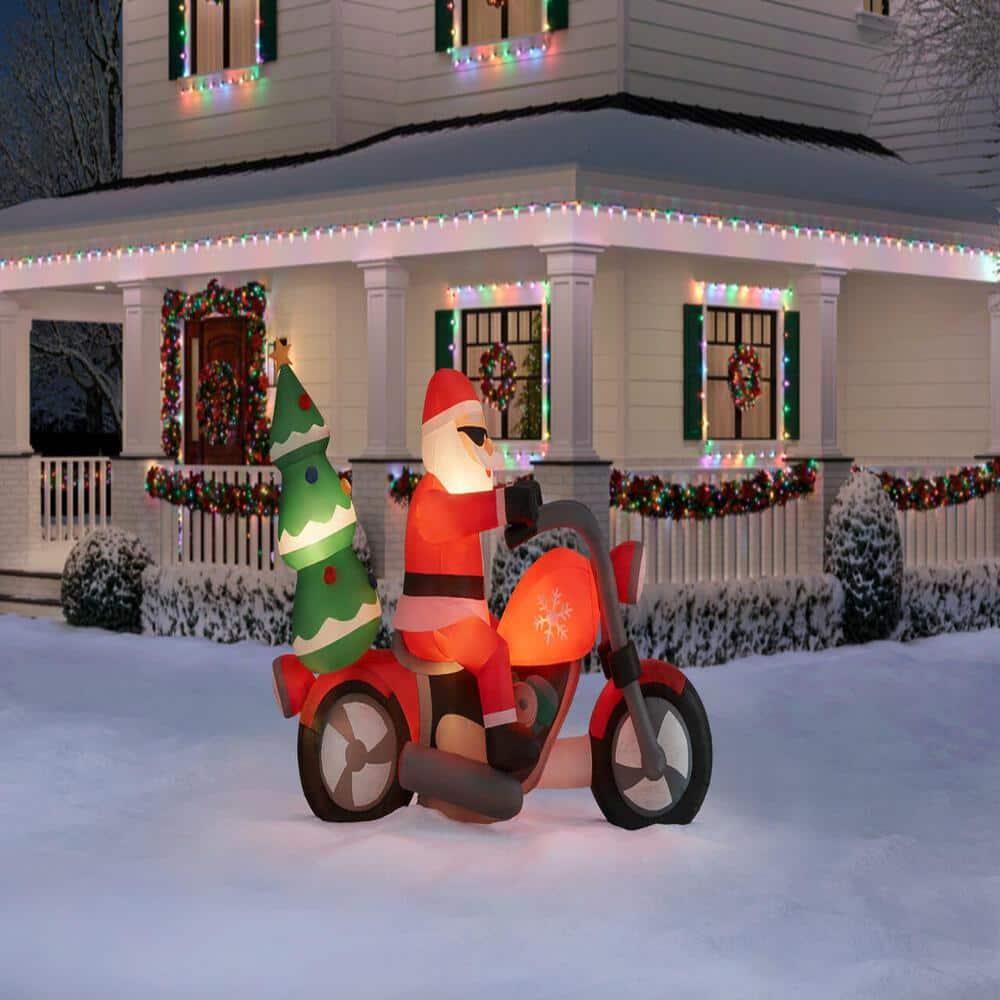 7 ft Santa on Motorcycle Holiday Inflatable