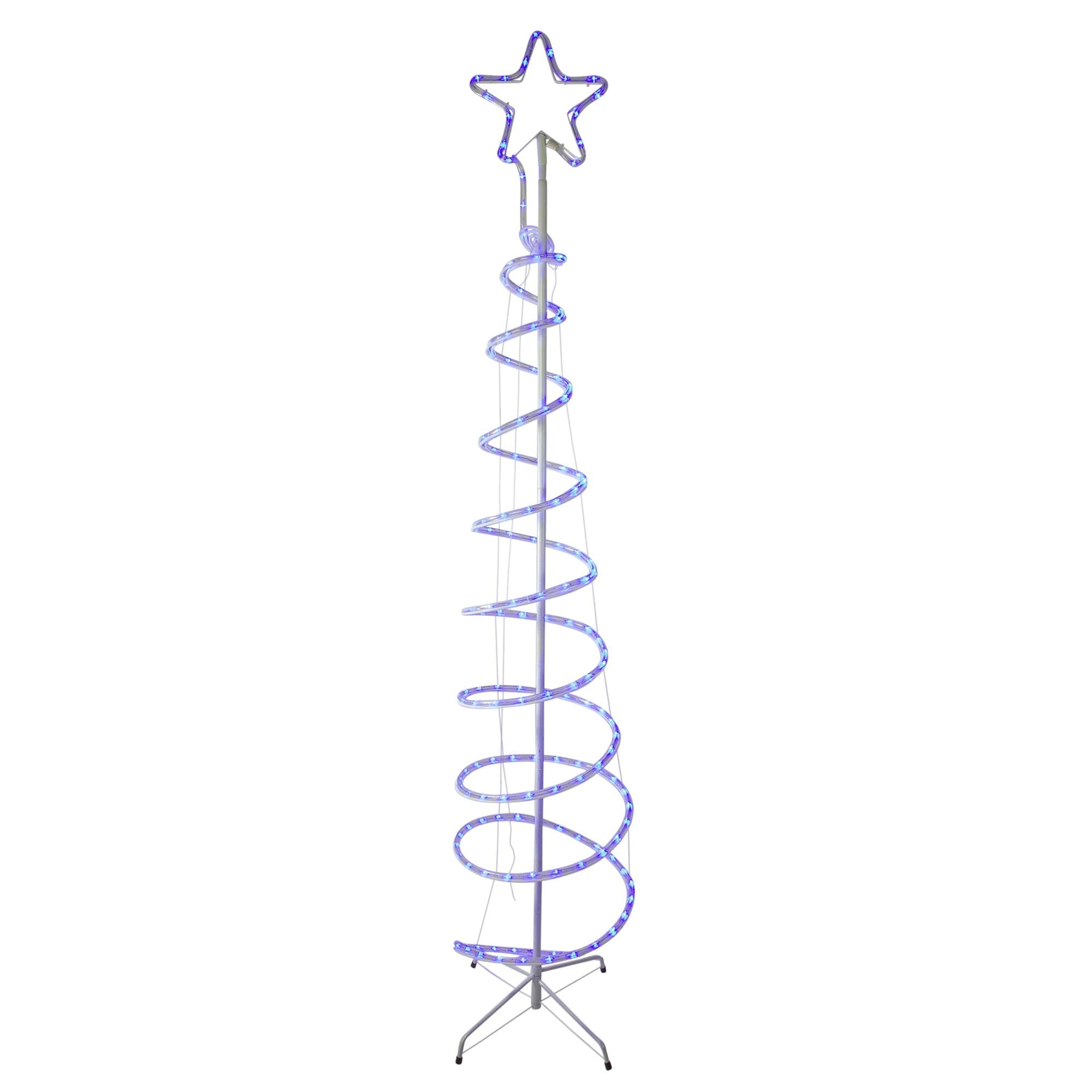 7? Blue Spiral Rope Light Tree with Star Tree Topper Christmas Yard Decor