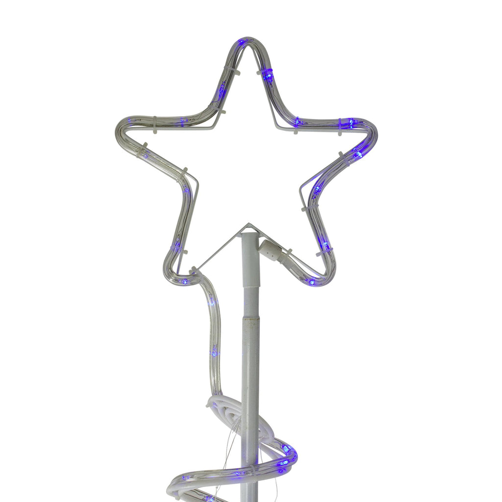 7? Blue Spiral Rope Light Tree with Star Tree Topper Christmas Yard Decor