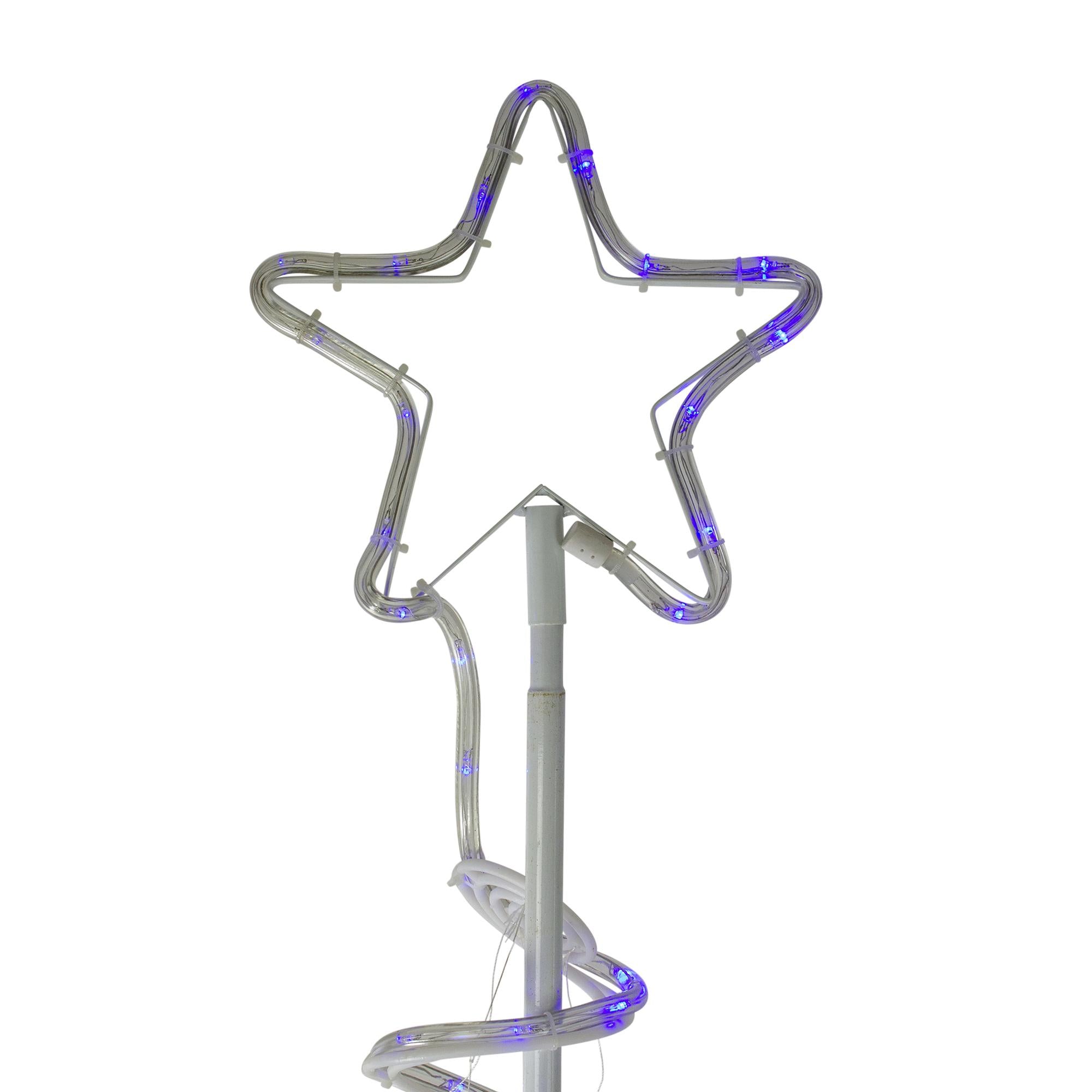 7? Blue Spiral Rope Light Tree with Star Tree Topper Christmas Yard Decor