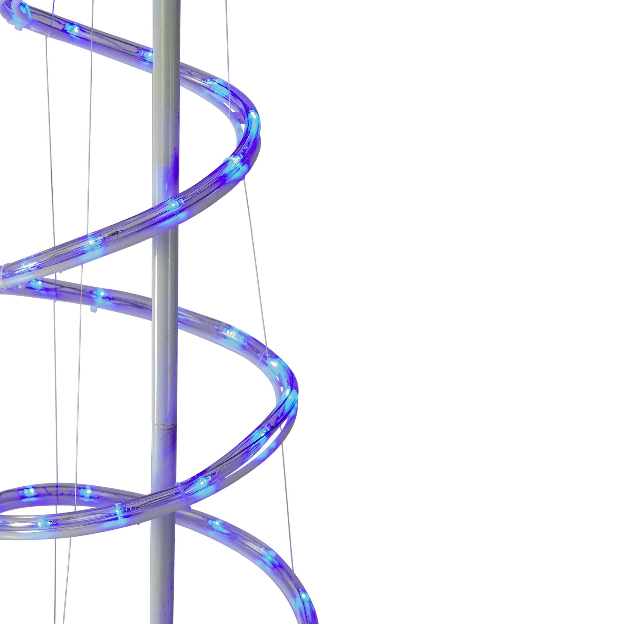 7? Blue Spiral Rope Light Tree with Star Tree Topper Christmas Yard Decor