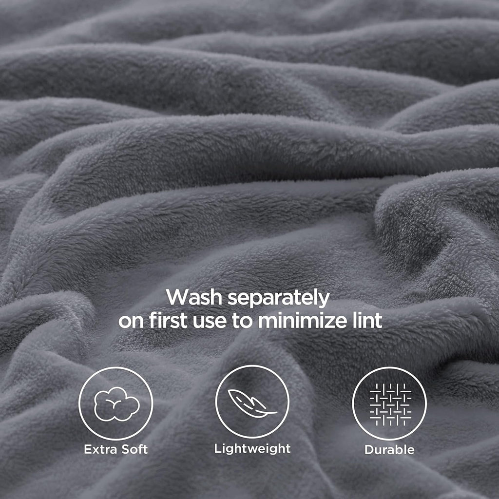 Bedsure Fleece Bed Blankets Queen Size Grey - Soft Lightweight Plush Fuzzy Cozy Luxury Blanket Microfiber, 90x90 inches