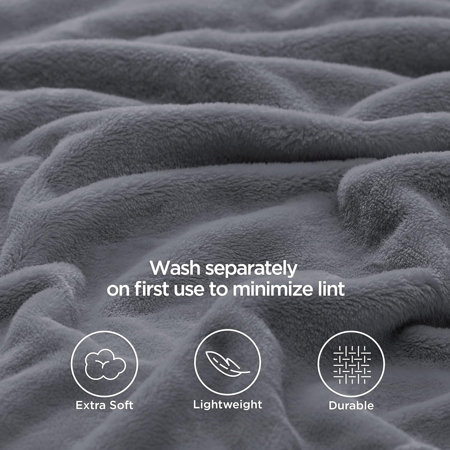 Bedsure Fleece Bed Blankets Queen Size Grey - Soft Lightweight Plush Fuzzy Cozy Luxury Blanket Microfiber, 90x90 inches
