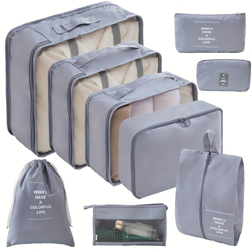 9 Set PacCubes, Lightweight Travel LuggaOrganizer With Shoe Bag, Toiletry Bag &amp; Laundry Bag