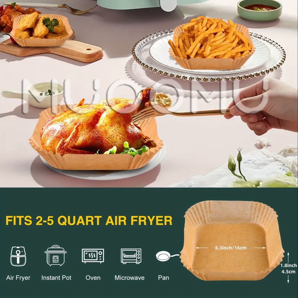 50pcs/100pcs/200pcs Air Fryer Disposable Paper Liners Square, Kitchen Accessories,Non-Stick Parchment Paper, Air Fryer Accessories, Oil Proof &amp; Water Proof, Paper Liner For BaRoasting Microwave Oven