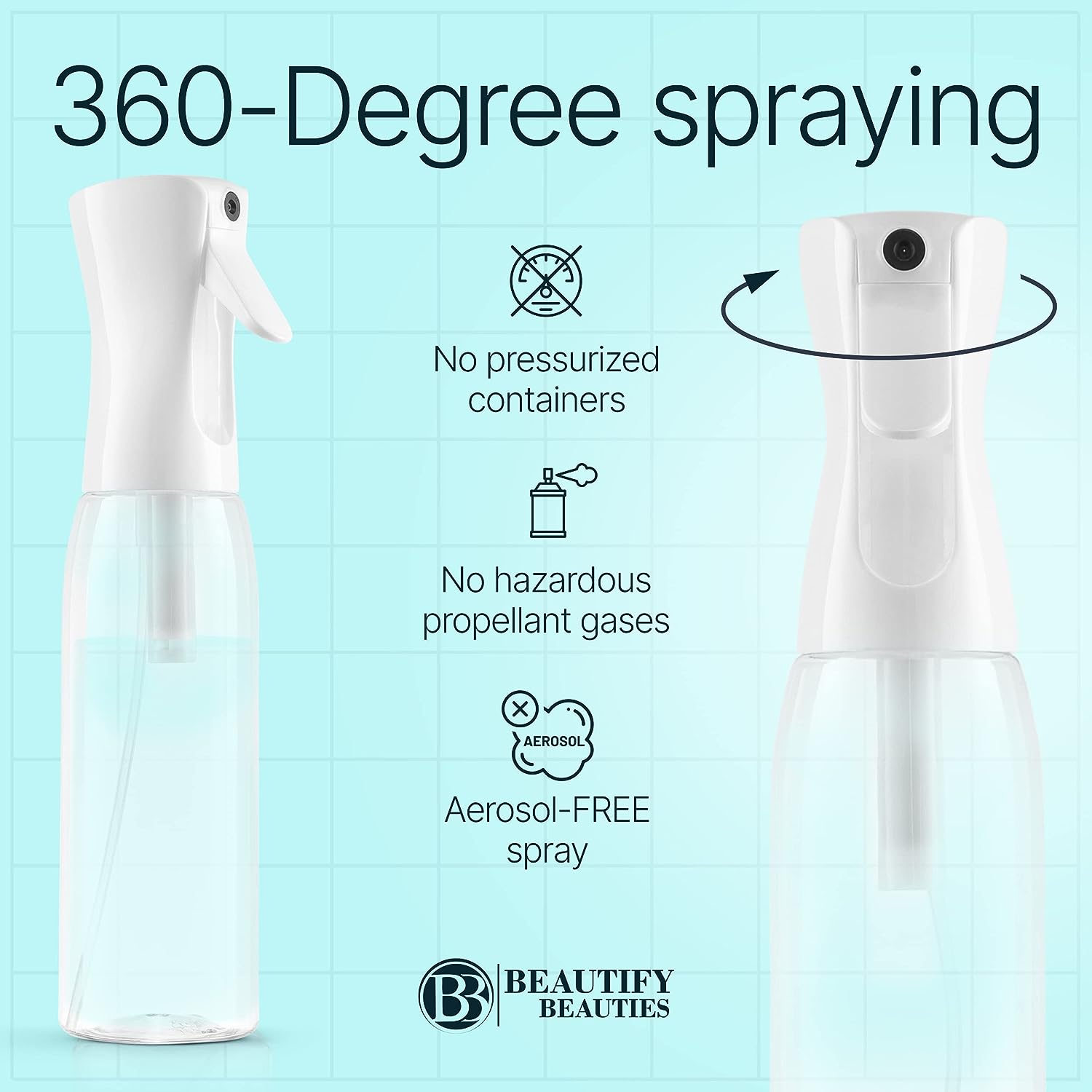 BeautifyBeauties Hair Spray Bottle – Ultra Fine Continuous Water Mister for Hairstyling, Cleaning, Plants, Misting &amp; Skin Care (17 Ounce)