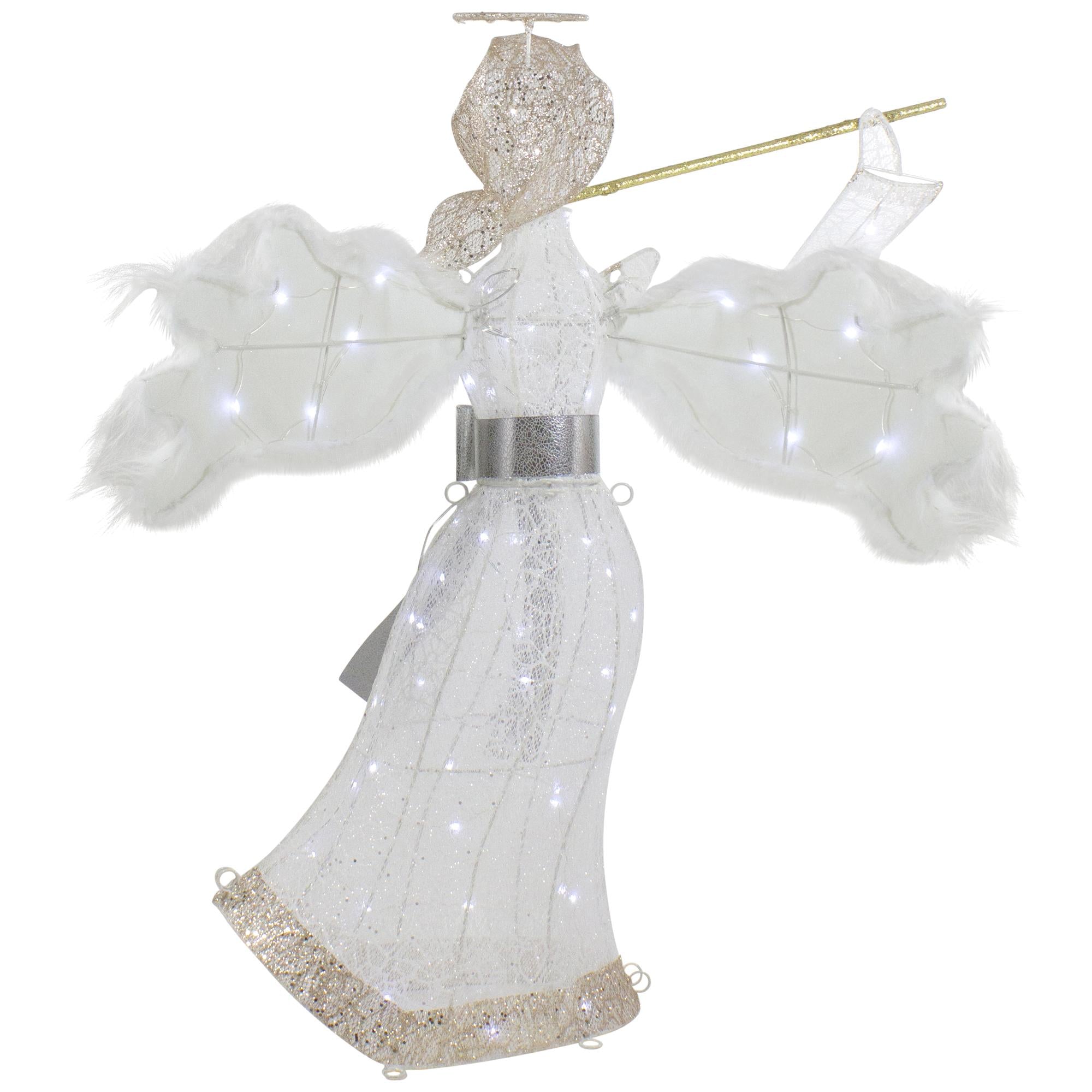 36" LED Lighted Lace Angel with Flute Outdoor Christmas Decoration