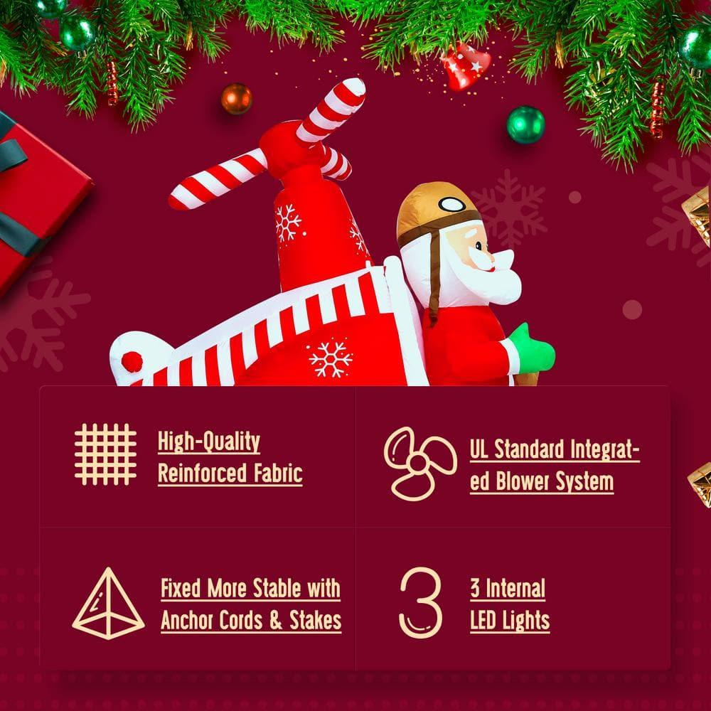 6 ft. H x 5.8 ft. W Christmas Inflatable Decoration Santa Helicopter Pilot LED Lights, Holiday Inflatable Decor