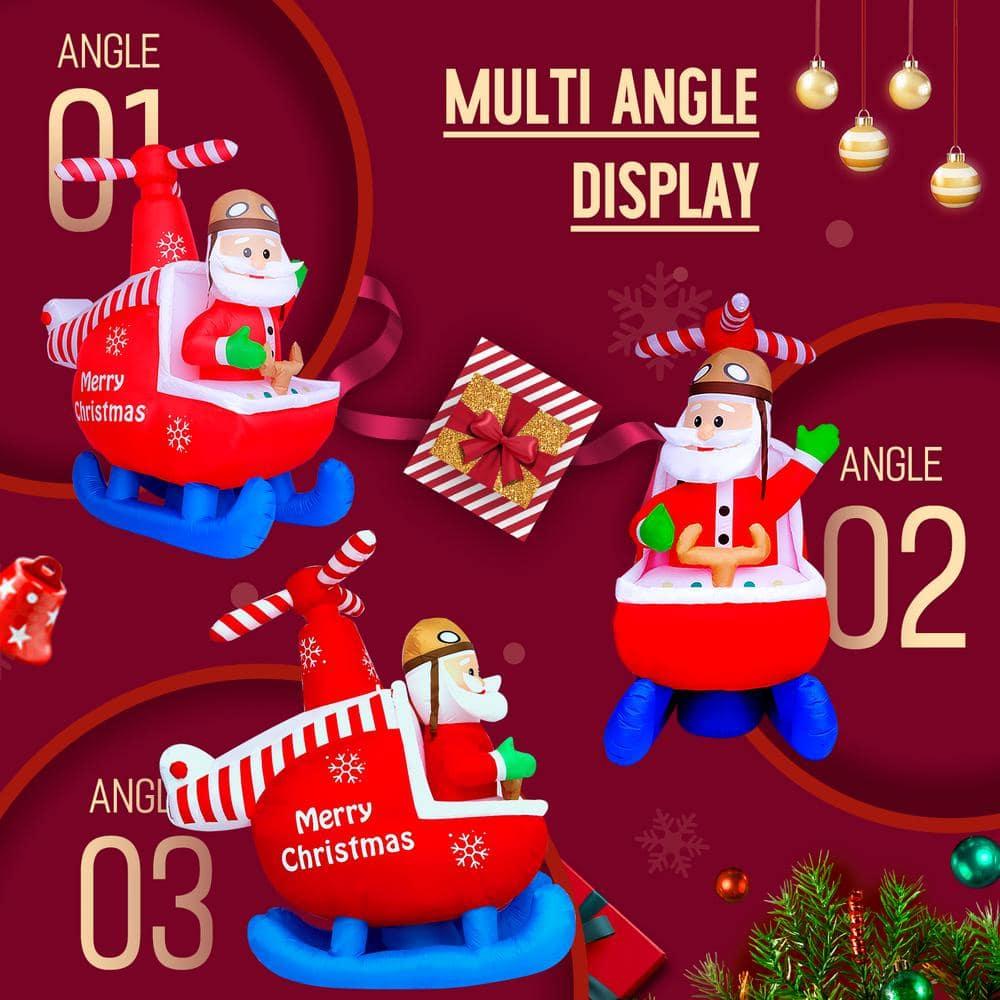 6 ft. H x 5.8 ft. W Christmas Inflatable Decoration Santa Helicopter Pilot LED Lights, Holiday Inflatable Decor