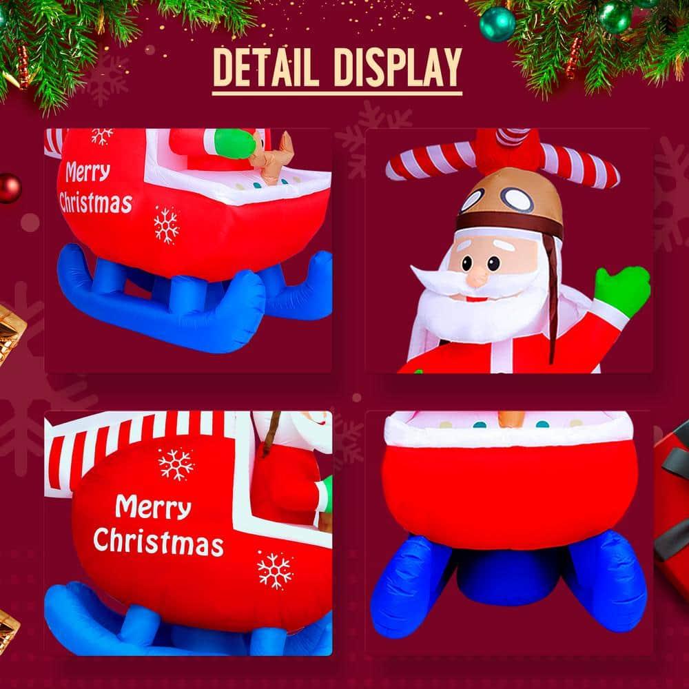 6 ft. H x 5.8 ft. W Christmas Inflatable Decoration Santa Helicopter Pilot LED Lights, Holiday Inflatable Decor