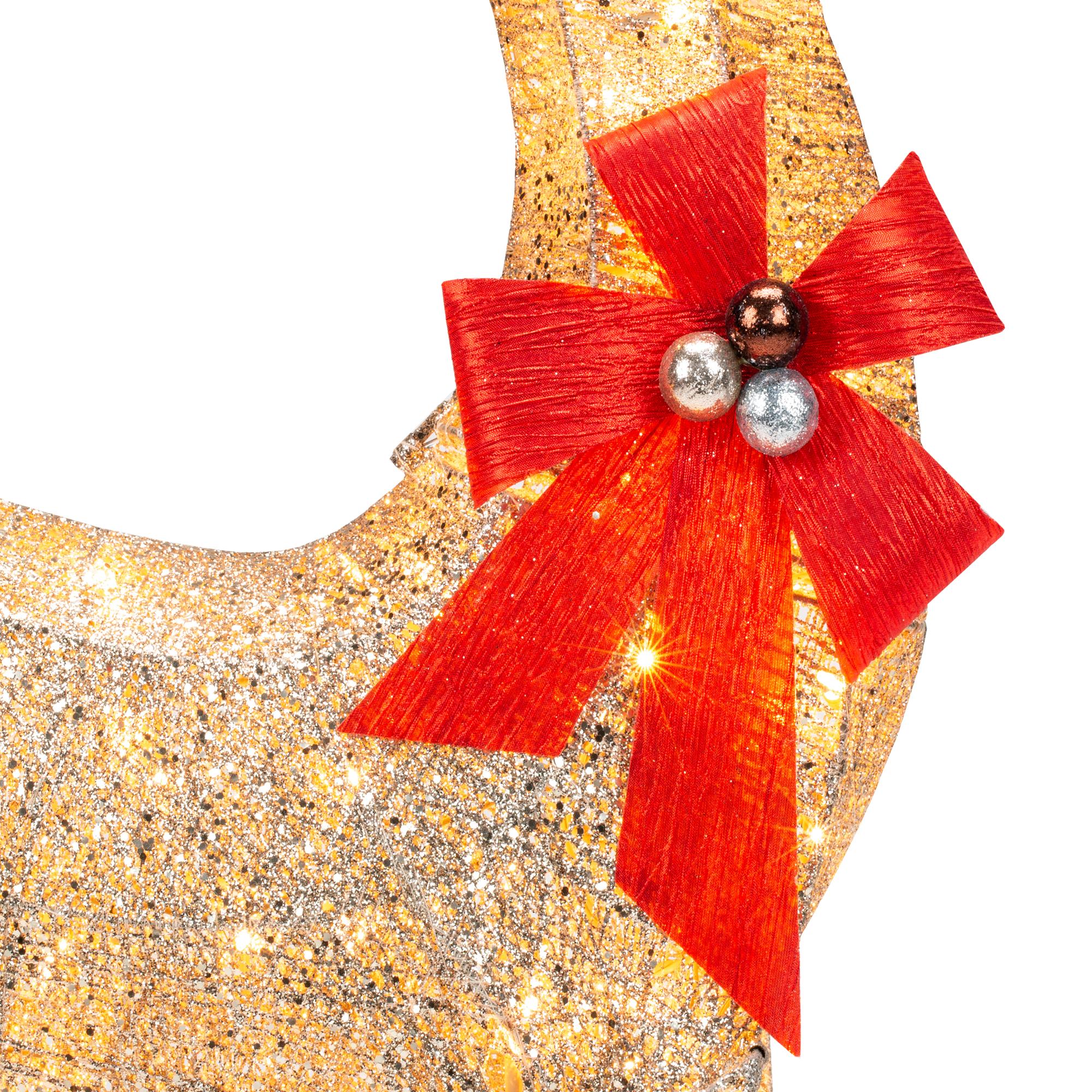 5ft Pre-Lit Reindeer Yard Christmas Decoration, Gold Holiday Deer w/ 150 Lights, Stakes, Zip Ties