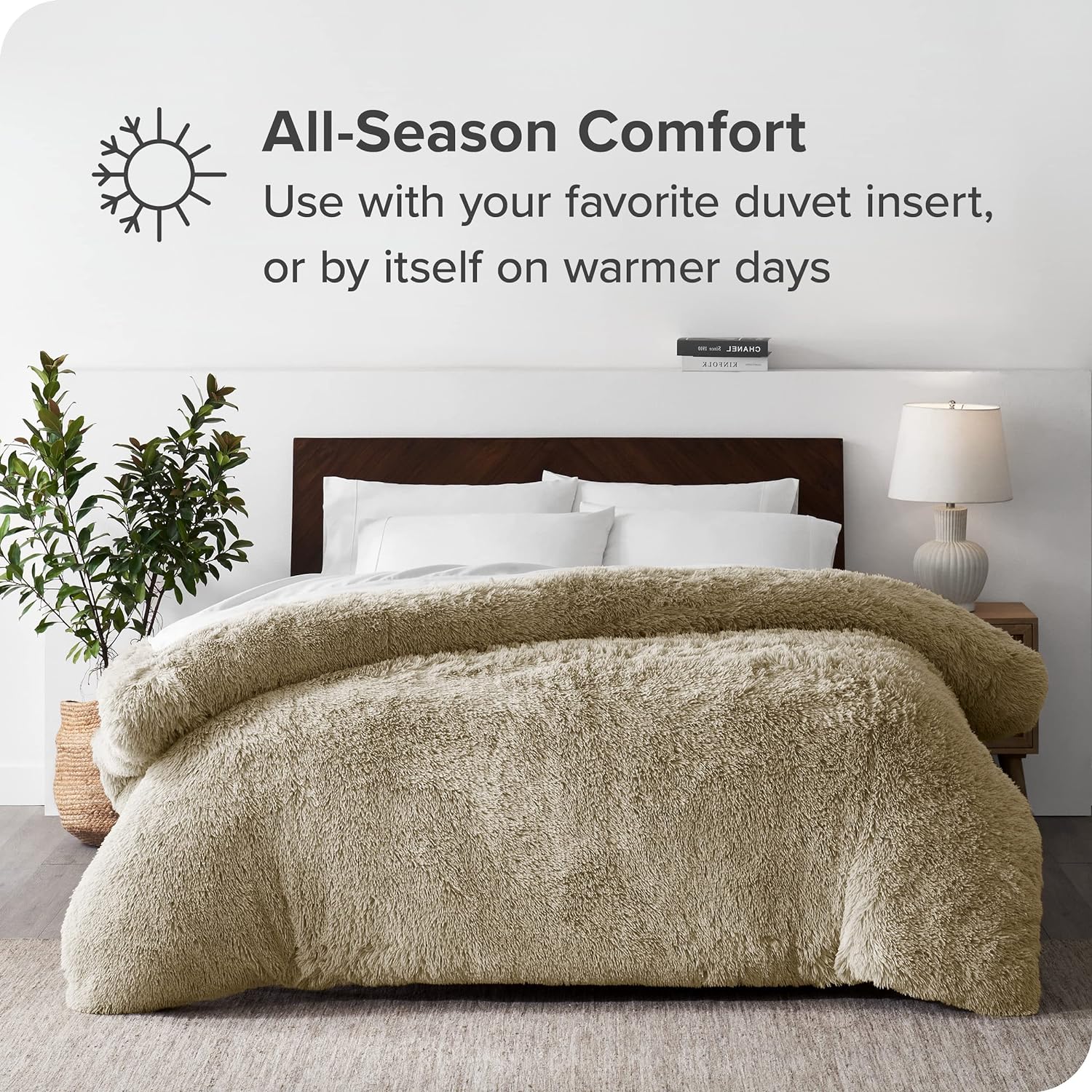 Bare Home Shaggy Fleece Duvet Cover King/Cal King Size - Plush Duvet Cover - Super Soft &amp; Luxury - Hidden Zipper Closure - All Season Bedding Duvet Cover (King/Cal King, Sand)